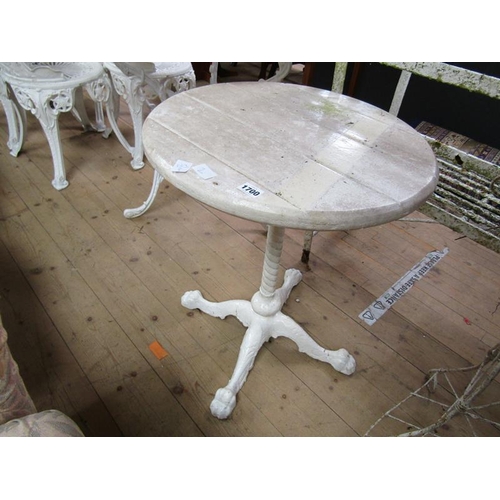 1700 - WHITE PAINTED CIRCULAR TABLE ON IRON FRAME 52 x 62cms