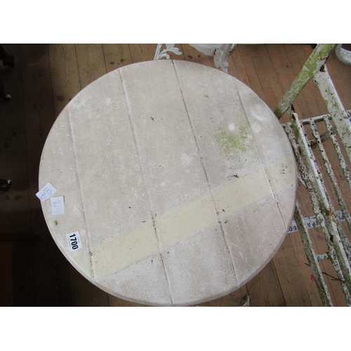 1700 - WHITE PAINTED CIRCULAR TABLE ON IRON FRAME 52 x 62cms