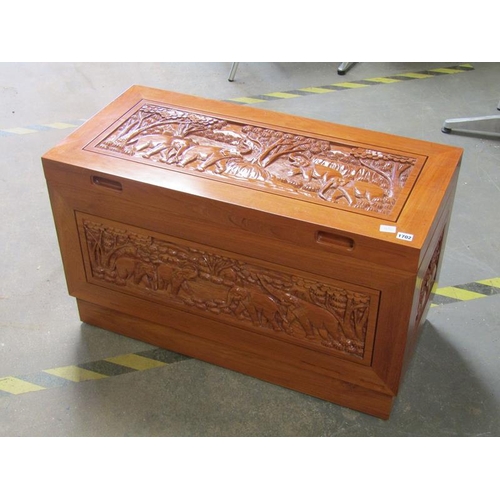 1702 - CARVED TEAK TRUNK