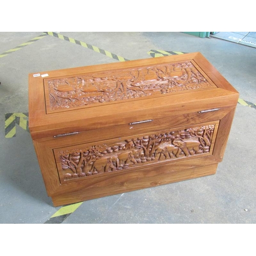 1702 - CARVED TEAK TRUNK