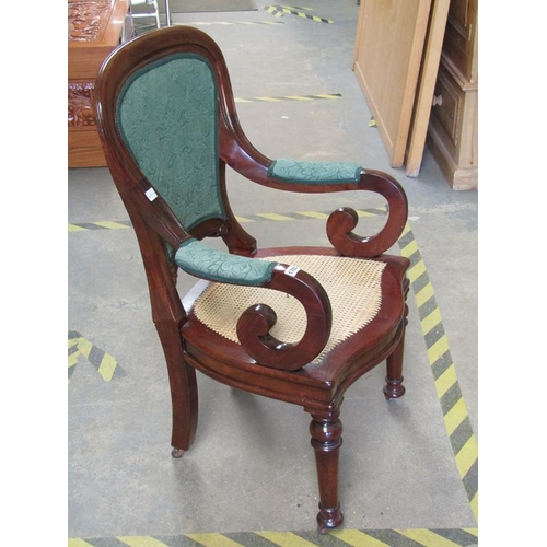 1703 - VICTORIAN STYLE CANE SEATED ARMCHAIR