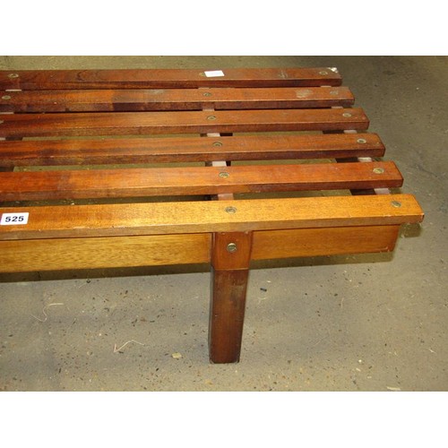 525 - LARGE LOW TEAK BENCH, 183cm l, 45cm deep, 27cm h