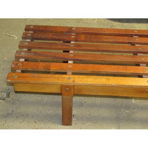 525 - LARGE LOW TEAK BENCH, 183cm l, 45cm deep, 27cm h