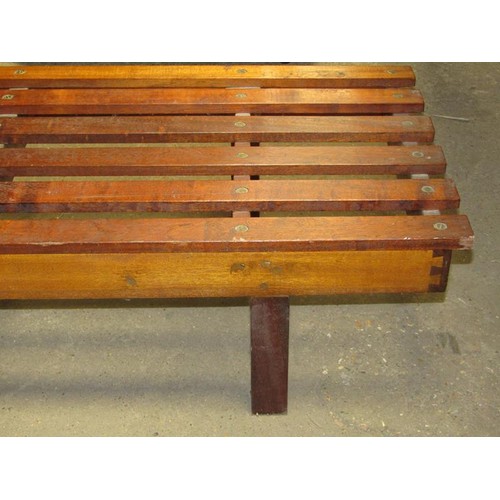 525 - LARGE LOW TEAK BENCH, 183cm l, 45cm deep, 27cm h