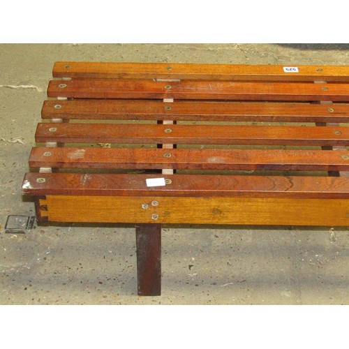 525 - LARGE LOW TEAK BENCH, 183cm l, 45cm deep, 27cm h