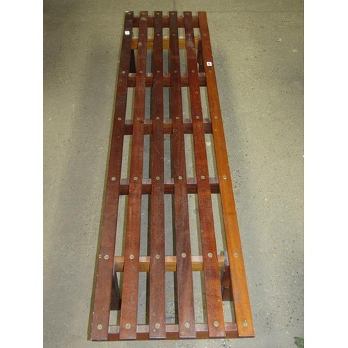 525 - LARGE LOW TEAK BENCH, 183cm l, 45cm deep, 27cm h