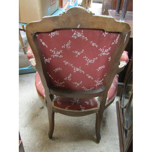 75 - 19c UPHOLSTERED ARMCHAIR, 94cm h, 67cm w, 56cm d