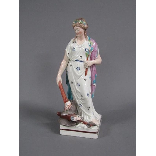 227 - Two early 19c pearlware figures 'Justice' and 'Peace', a/f, each 21cm h.