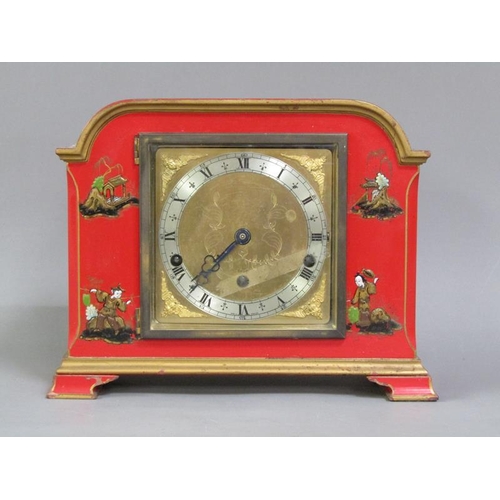 10 - A mid 20c English mantel clock by Elliotts with barrelled spring three train movement chiming on eig... 