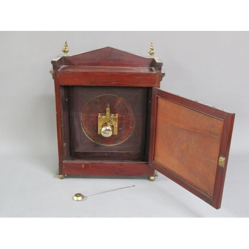 16 - An early 19c large French mantel clock, the rectangular mahogany case having a 24cm diam silvered di... 