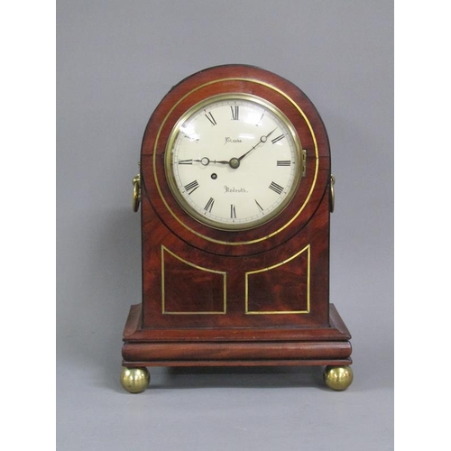 17 - An early 19c English bracket clock, the 15cm diam white painted dial signed Clarke, Redruth and havi... 