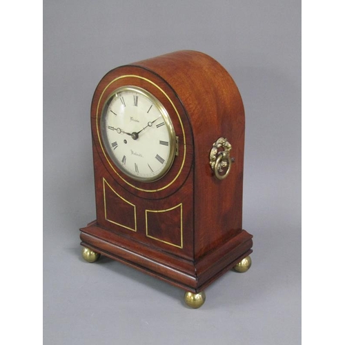 17 - An early 19c English bracket clock, the 15cm diam white painted dial signed Clarke, Redruth and havi... 