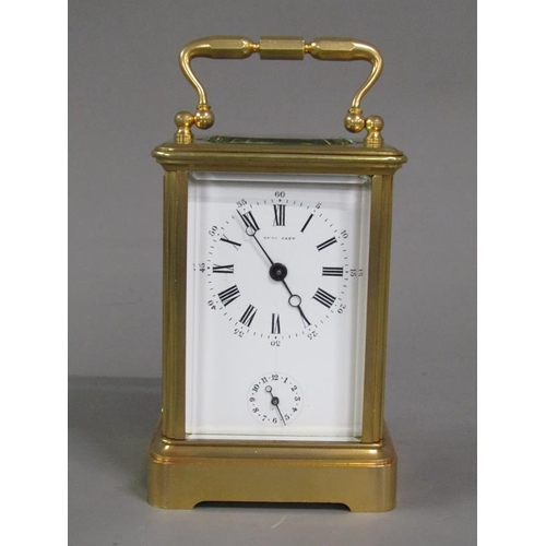 18 - A late 19c Swiss carriage clock by Henry Capt. of Geneva in glazed brass obis case.  The movement ha... 