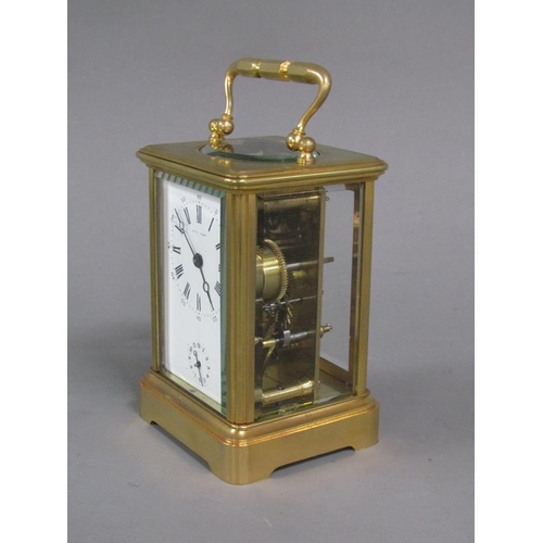 18 - A late 19c Swiss carriage clock by Henry Capt. of Geneva in glazed brass obis case.  The movement ha... 