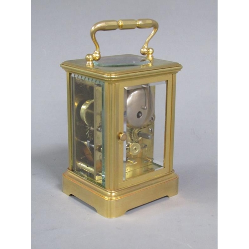 18 - A late 19c Swiss carriage clock by Henry Capt. of Geneva in glazed brass obis case.  The movement ha... 