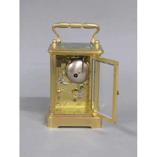 18 - A late 19c Swiss carriage clock by Henry Capt. of Geneva in glazed brass obis case.  The movement ha... 