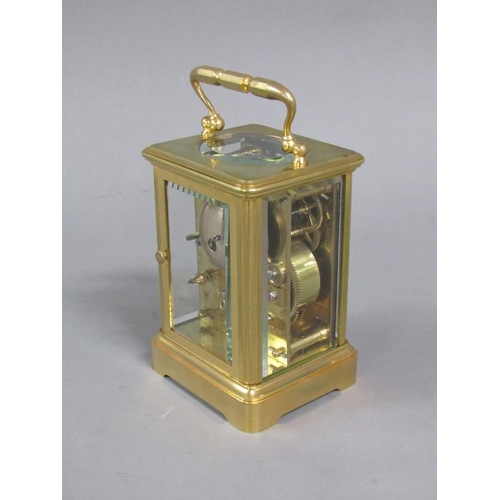 18 - A late 19c Swiss carriage clock by Henry Capt. of Geneva in glazed brass obis case.  The movement ha... 