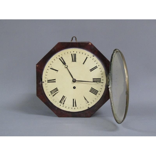 19 - A mid 19c English fusee dial wall clock, the movement having shouldered plates with knopped pillars ... 