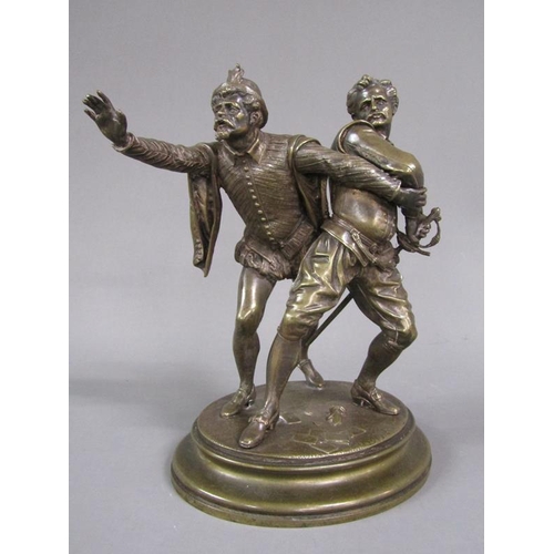 81 - Emile Guillemin (French 1841/1907) - a late 19c cast bronze figure group of two men quarrelling over... 