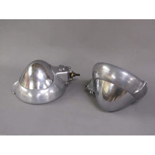 9 - A pair of French 1930's Marchal motor vehicle head lamps with attached metal plaques - AGREE A.B.T.P... 