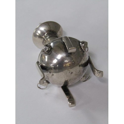 156 - An Islamic silver sprinkler of engraved bulbous form with a slender neck and lift out stopper, suppo... 