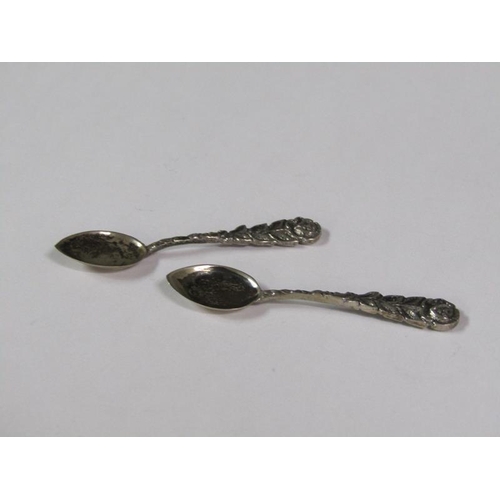 165 - A pair of 19c Continental silver table salts, Budapest 1863, each with spoons, each 6.5cm w.