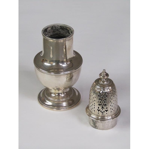 180 - A George II silver sugar caster of baluster form with a pierced dome cover, London 1750/51, 7oz t, 1... 