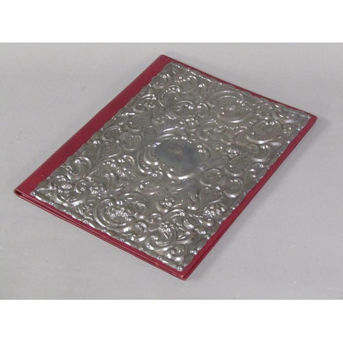 185 - A leather and silver mounted note paper wallet, 30cm x 24cm.