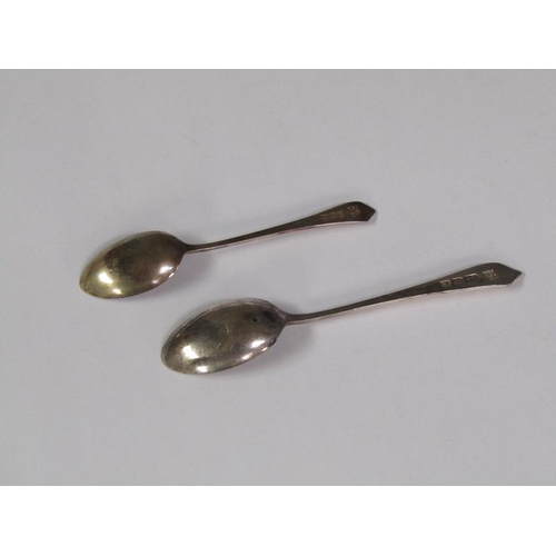 186 - A boxed set of six silver teaspoons and six coffee spoons, representing silver hall marks, Chester 1... 