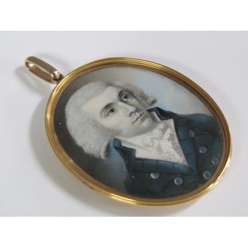 92 - An early 19c framed oval miniature memoriam portrait on ivory of a gentleman, the gilt metal frame b... 