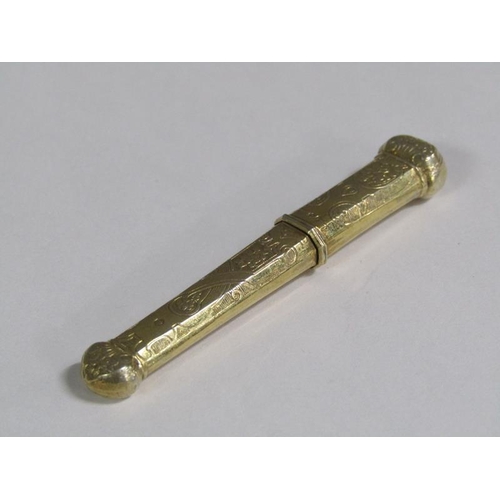 107 - A 19c gold needle case, 6.5cm l, 5.6g.