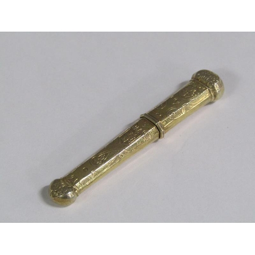 107 - A 19c gold needle case, 6.5cm l, 5.6g.