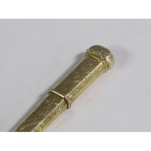 107 - A 19c gold needle case, 6.5cm l, 5.6g.