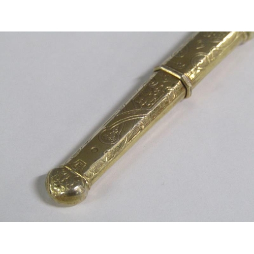 107 - A 19c gold needle case, 6.5cm l, 5.6g.