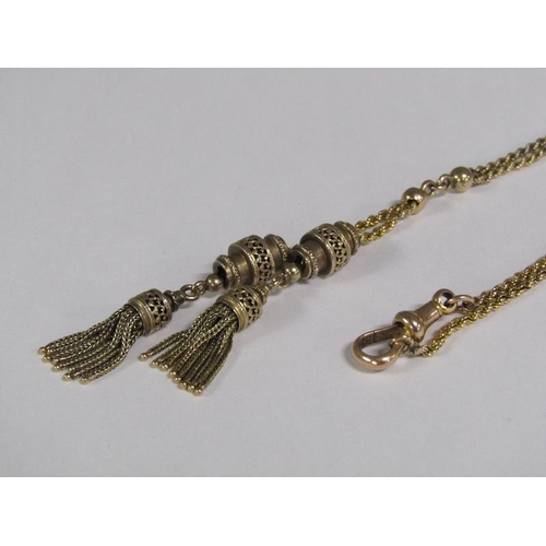 109 - An Edwardian period 9ct gold rope twist necklace with two tassel pendants, 21.5g.