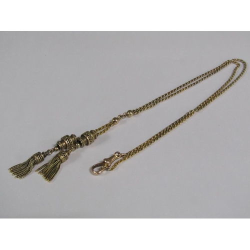 109 - An Edwardian period 9ct gold rope twist necklace with two tassel pendants, 21.5g.