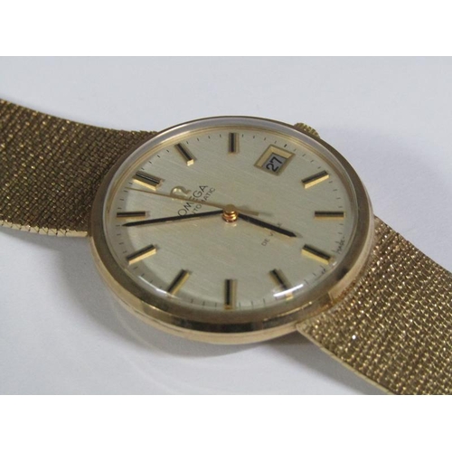 100 - An Omega automatic De Ville 9ct gold gentleman's wristwatch movement and strap, 66g overall.