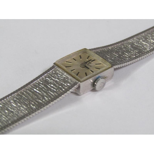 102 - A Tissot 9ct white gold ladies wristwatch, c.1975, movement no.1989755, 21.5g overall.