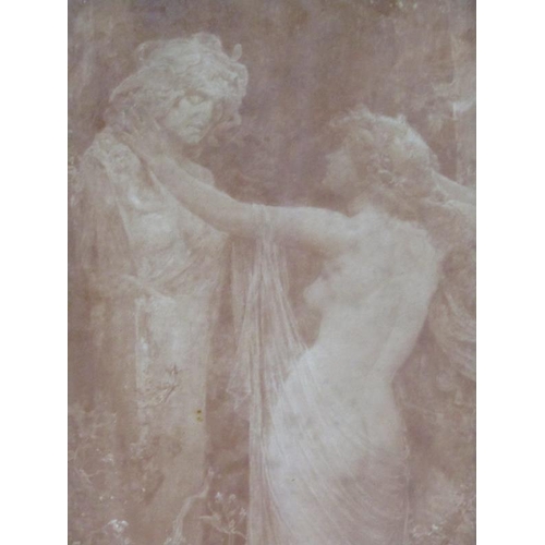 243 - Robert Fowler - two framed and glazed sepia prints, 'Some Enchantment Old' & 'The Coming of Apollo',... 