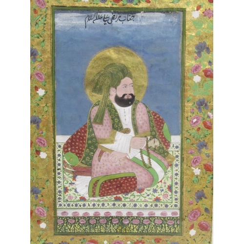 263 - Signed early 19c - Indian Hazrat Ali Deccan, watercolour with gilt highlights, signed in script, fra... 