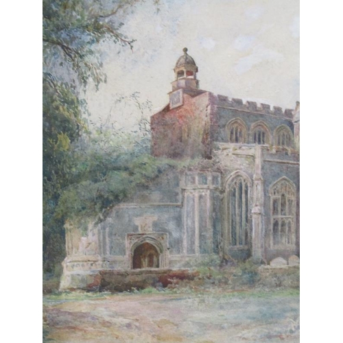 259 - Edgar Leuchars 1896 - East Bergholt Church, Suffolk, signed and dated watercolour, framed and glazed... 