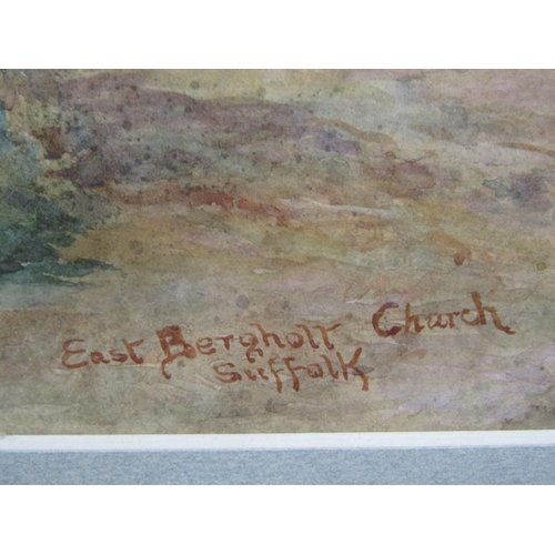 259 - Edgar Leuchars 1896 - East Bergholt Church, Suffolk, signed and dated watercolour, framed and glazed... 