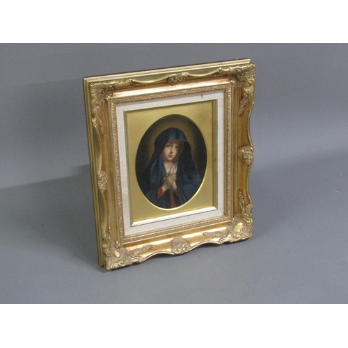 280 - CF Cappelli 1884 - The Madonna, unsigned, oil on board, oval framed, 21.5cm x 16cm.