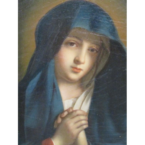 280 - CF Cappelli 1884 - The Madonna, unsigned, oil on board, oval framed, 21.5cm x 16cm.