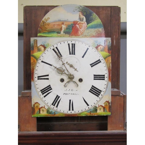 22 - A mid 19c eight day longcase clock, the 36cm arched painted dial signed J J Rees, Portmadoc and havi... 