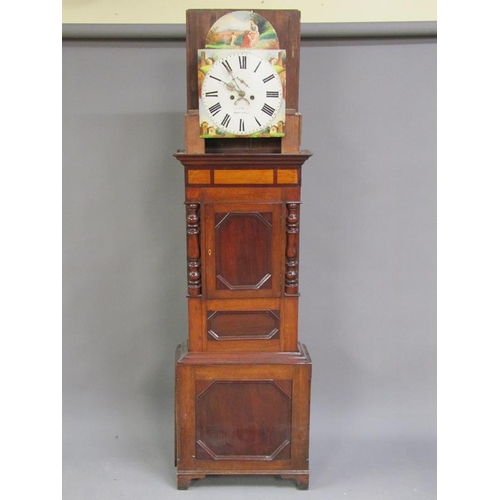 22 - A mid 19c eight day longcase clock, the 36cm arched painted dial signed J J Rees, Portmadoc and havi... 