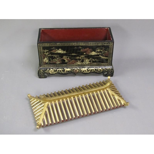 351 - A late 19c Oriental pagoda style box and cover, the panels with chinoiserie decoration, 69cm w, 52cm... 