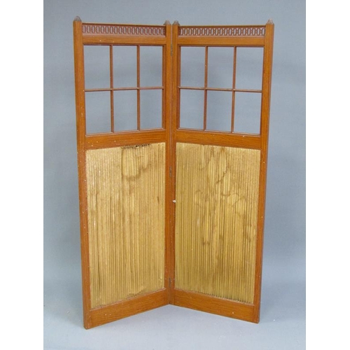 354 - An early 20c Oriental style single fold screen with white bone decorated Oriental panels featuring m... 