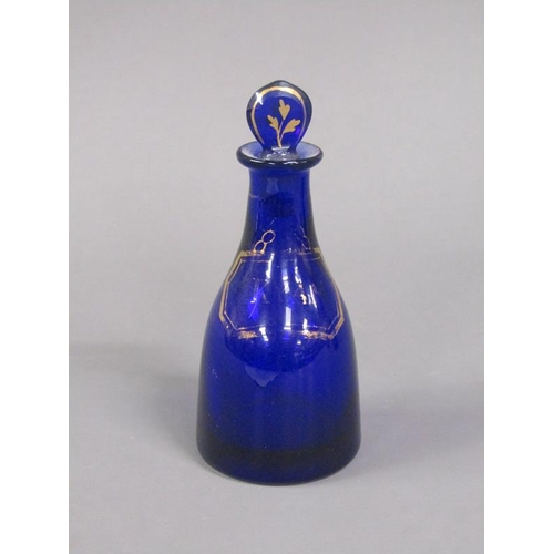 211 - A set of four Georgian Bristol blue condiment bottles and stoppers, each one named and being 'Kyan',... 