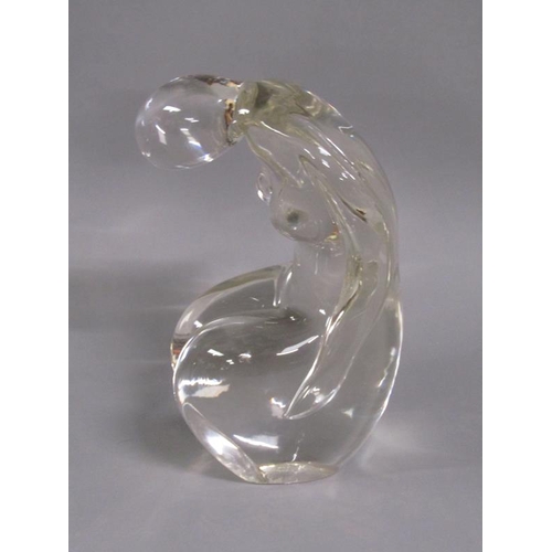 212 - A Murano ARS Roberto Cammozzo clear glass sculture - kneeling nude female, factory mark to base and ... 